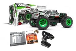 MV150203 | Maverick 1/10 Quantum MT Flux W/ Upgraded Parts 4WD Electric Brushless Off Road RTR RC Truggy - Silver/Green