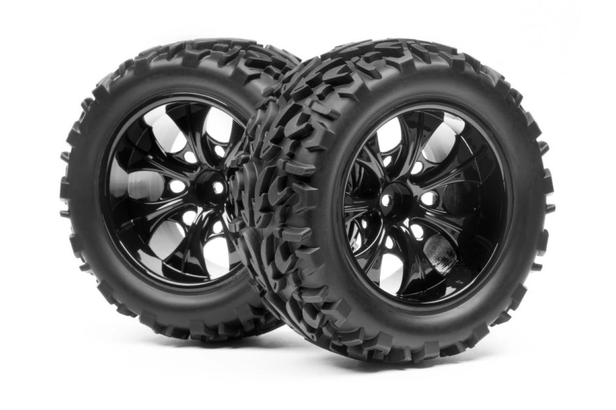 MV22764 | Maverick 1/10 Strada MT 2.8/4.7" Tyres On Black 7-Spoke Rims 2Pcs