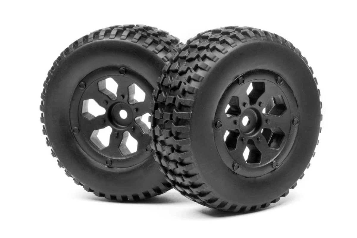MV22765 | Maverick 2.1/2.7" Strada Tyres On Black 6 Spoke Rims - Glued Wheels 2Pcs
