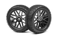 MV22767 | Maverick 3.4" Front Tyres On 8 Spoke Gloss Black Rims 2Pcs
