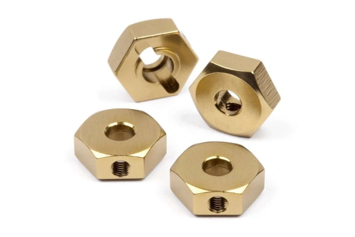 MV22802 | Maverick Gold Aluminium 12mm Locking Wheel Hexes 4Pcs