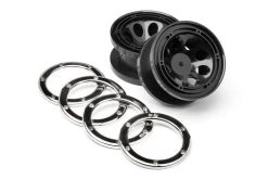 MV25012 | Maverick Black 2.2" 8 Hole Rims 2Pcs W/ Gunmetal Beadlock Rings
