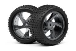 MV28047 | Maverick 1.9" Truggy Tyres On Black 5 Spoke Rims - Glued Wheels 2Pcs